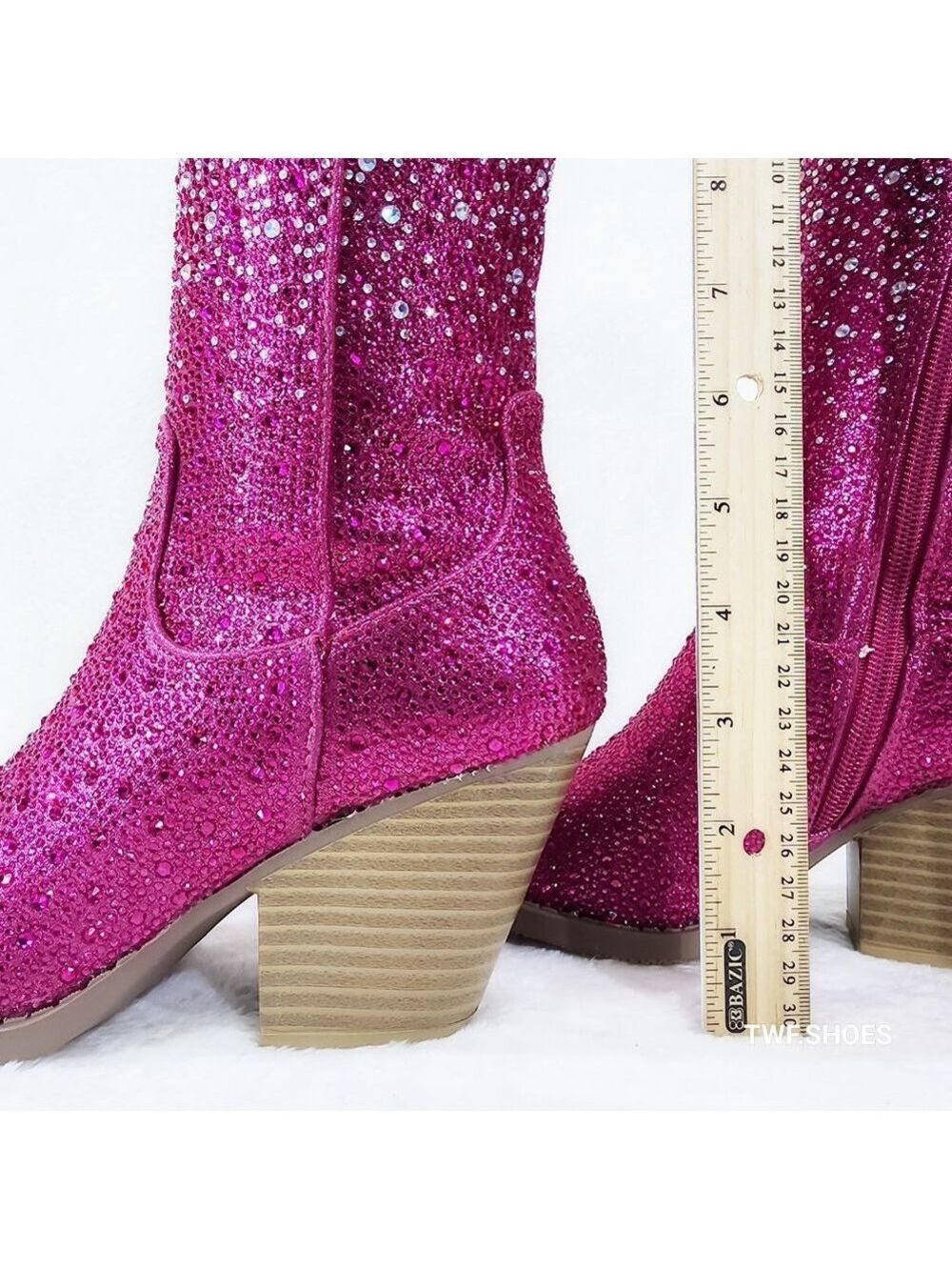Posh Wild Ones Fuchsia Ombre Rhinestone Western Cowgirl Knee Boots Hot Pink - Picture 13 of 17